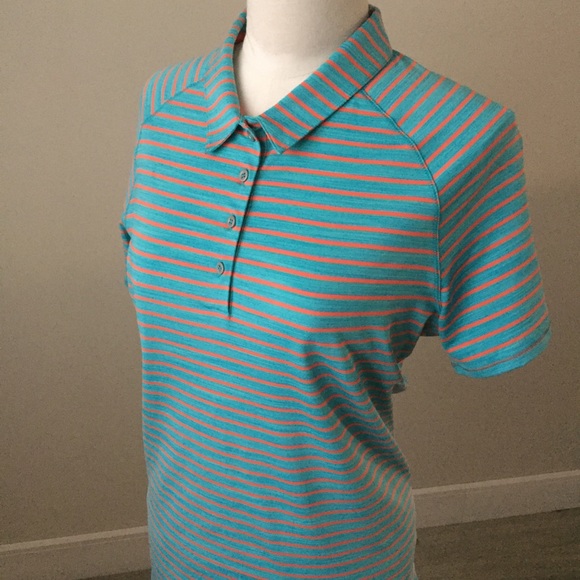 adidas Women's Golf Polo Shirt, Turquoise & Coral - Picture 8 of 8